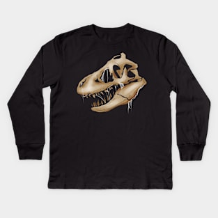 T-Rex Tyrannosaurus Rex Skull With Spider Web On Halloween Kids Long Sleeve T-Shirt